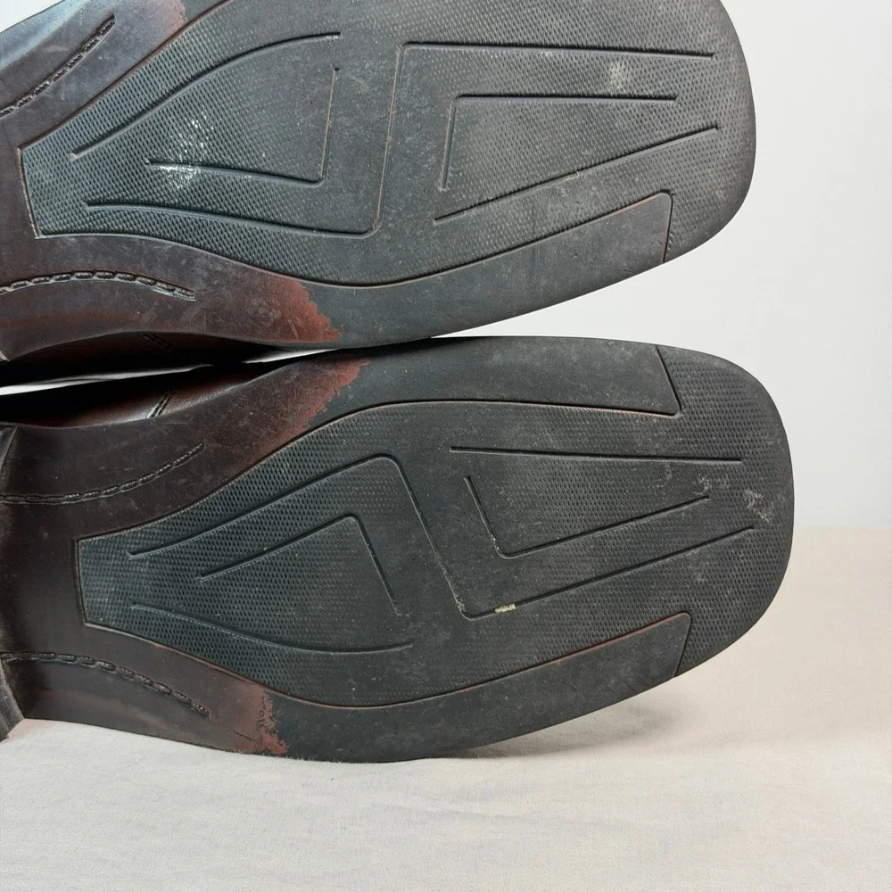 Merrell Mens 10M Brown Leather Square Toe Slip On Loafers Dress Shoes